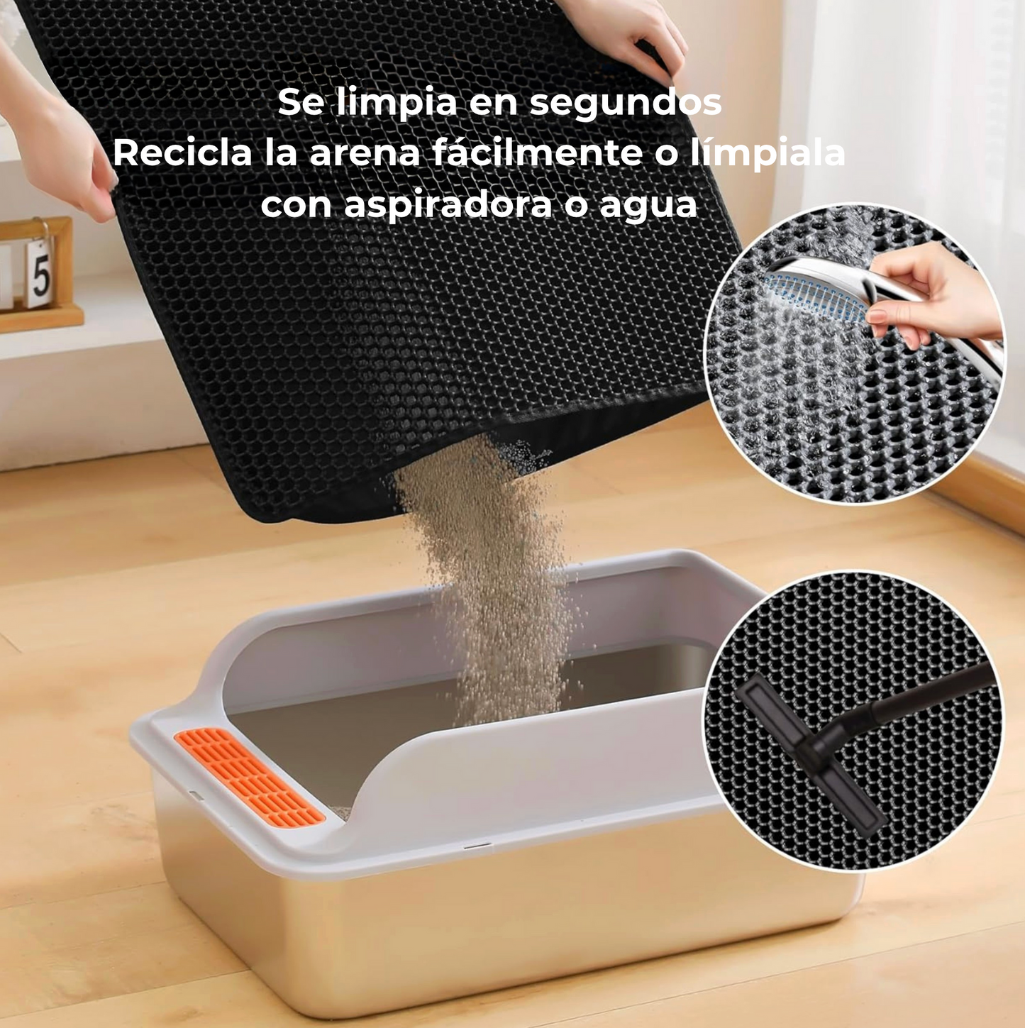 Alfombrilla antideslizante para arenero de gatos